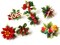 6 Pieces Vintage Christmas Décor Holiday Flower Decoration 1 to 2 inches Bits and Baubles bR2